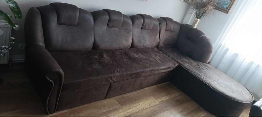 Sofa narożna brązowa