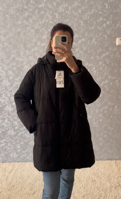 Жіночий зимовий пуховик Zara, пух/перо розмір М-Л новий