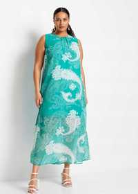 B.P.C sukienka szyfonowa turkusowa we wzory 44.