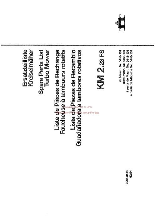 Katalog części kosiarka Deutz fahr KM 2.23 FS
