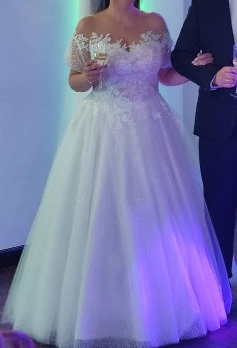 Suknia ślubna brokatowa księżniczka 40-42 XL