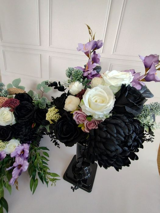 Kompozycja nagrobna z bukietem komplet stroik cmentarz