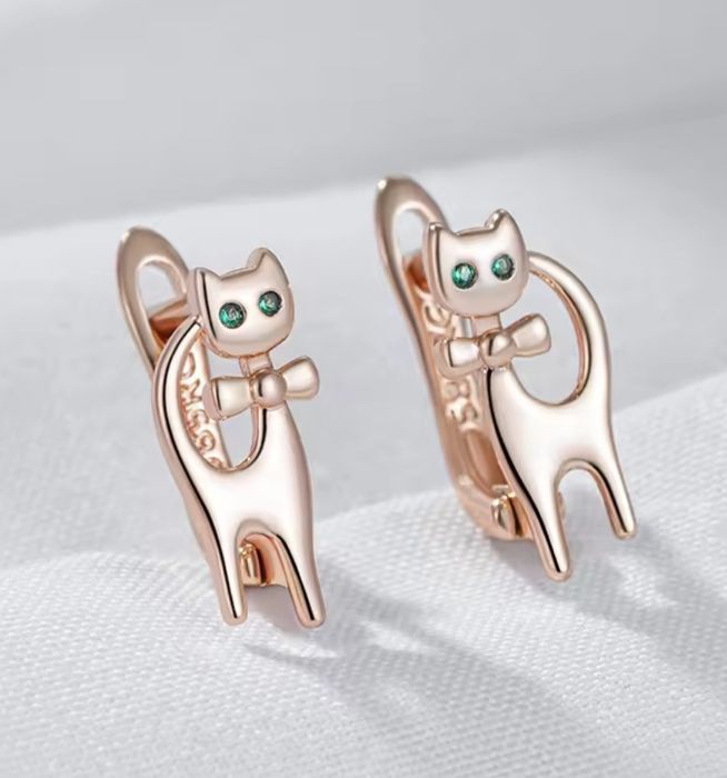 Kolczyki Różowe złoto 585 Kotki WYPRZEDAŻ!!!