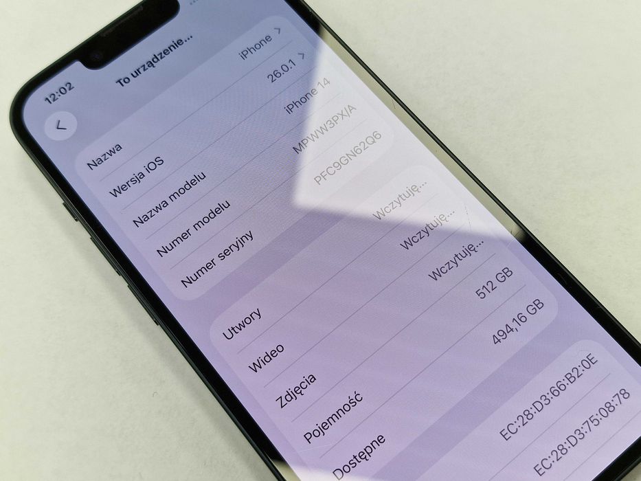 Iphone 14 512GB/ Midnight/ BAT 98%/ Grade C+ + ładowarka
