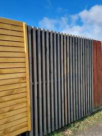 Panel ogrodzeniowy, lamelowy pionowy, przęsło drewniane