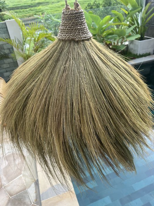Naturalny klosz lampa boho z Bali – ręcznie pleciony, 30x40 cm