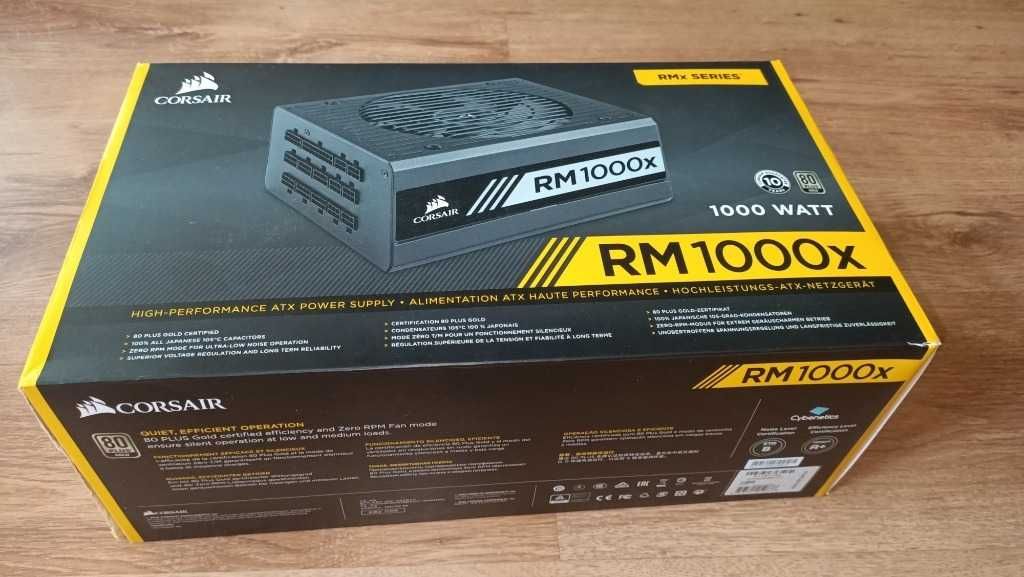 Zasilacz  •  Corsair •  RM1000x 1000W  • 80 Plus Gold  •  modularny
