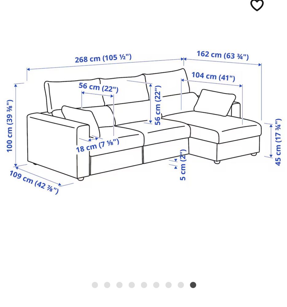 IKEA ESKILSTUNA ikea narożnik sofa kanapa z szezlongiem beżowa