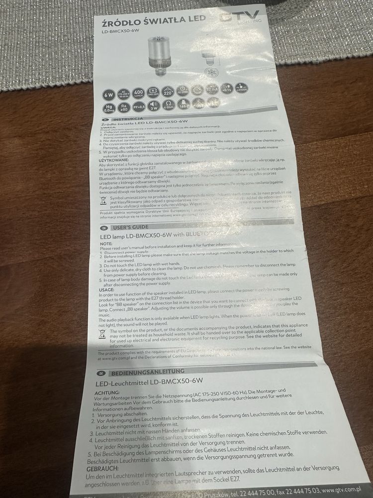 Żarowka glośnik bluetooth