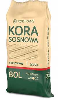 KORA SOSNOWA ogrodowa GRUBA 40-60mm worki 80 L torf humus