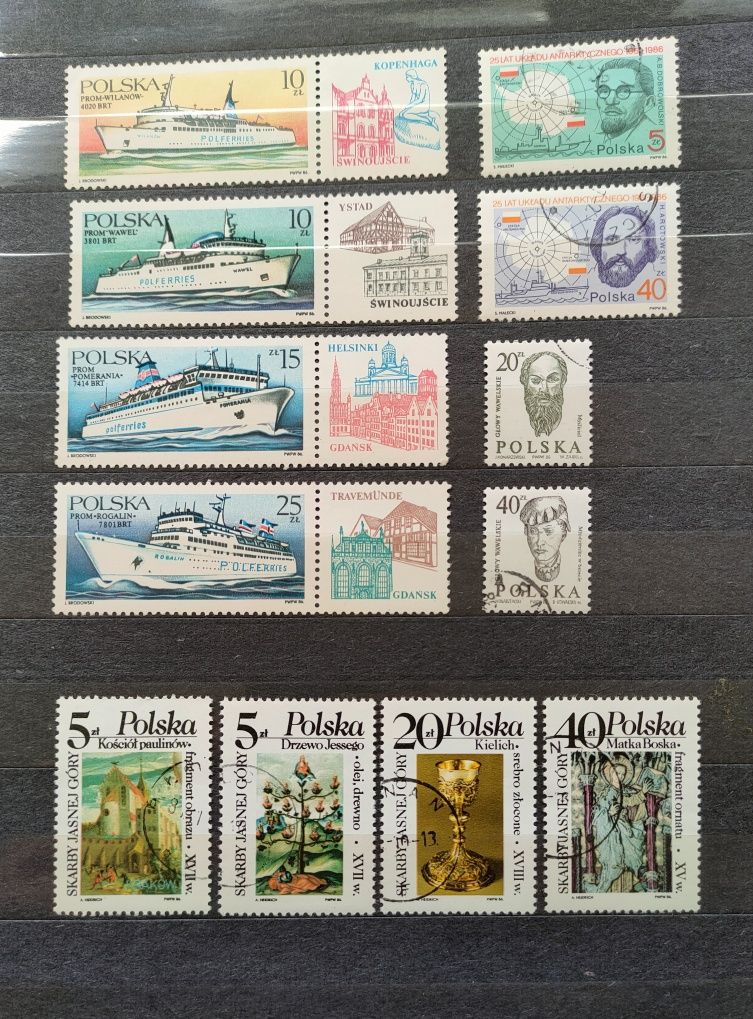 Znaczki pocztowe z roku 1986 niecały rocznik