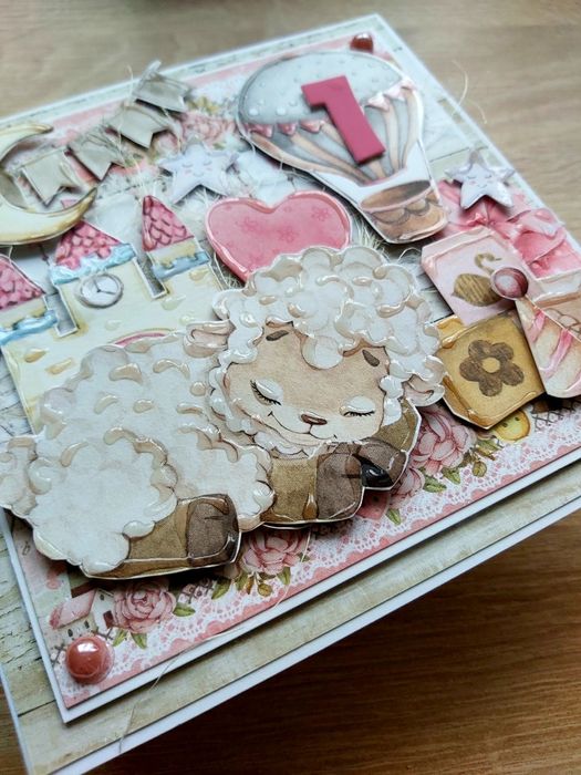 Kartka na urodziny dziecka, roczek dla dziewczynki