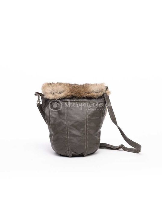 Skórzana torebka futrzana naturalne futro z królika