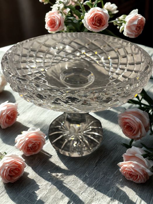 Patera szklana na wysokiej nóżce szklana kryształowa stan idealny