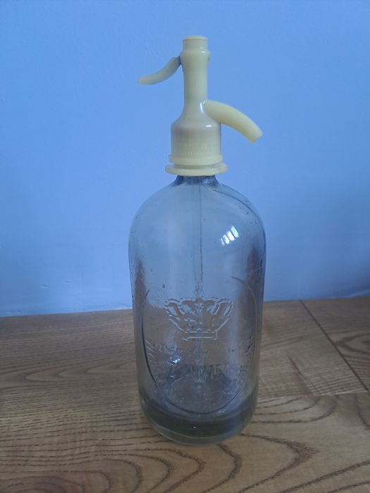 Saturator, syfon do wody i napojów gazowanych, szklany, prl, Żywiec.