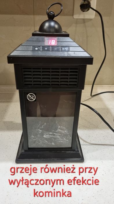 Mini kominek elektryczny 400W farelka lampion grzejący latarnia mały
