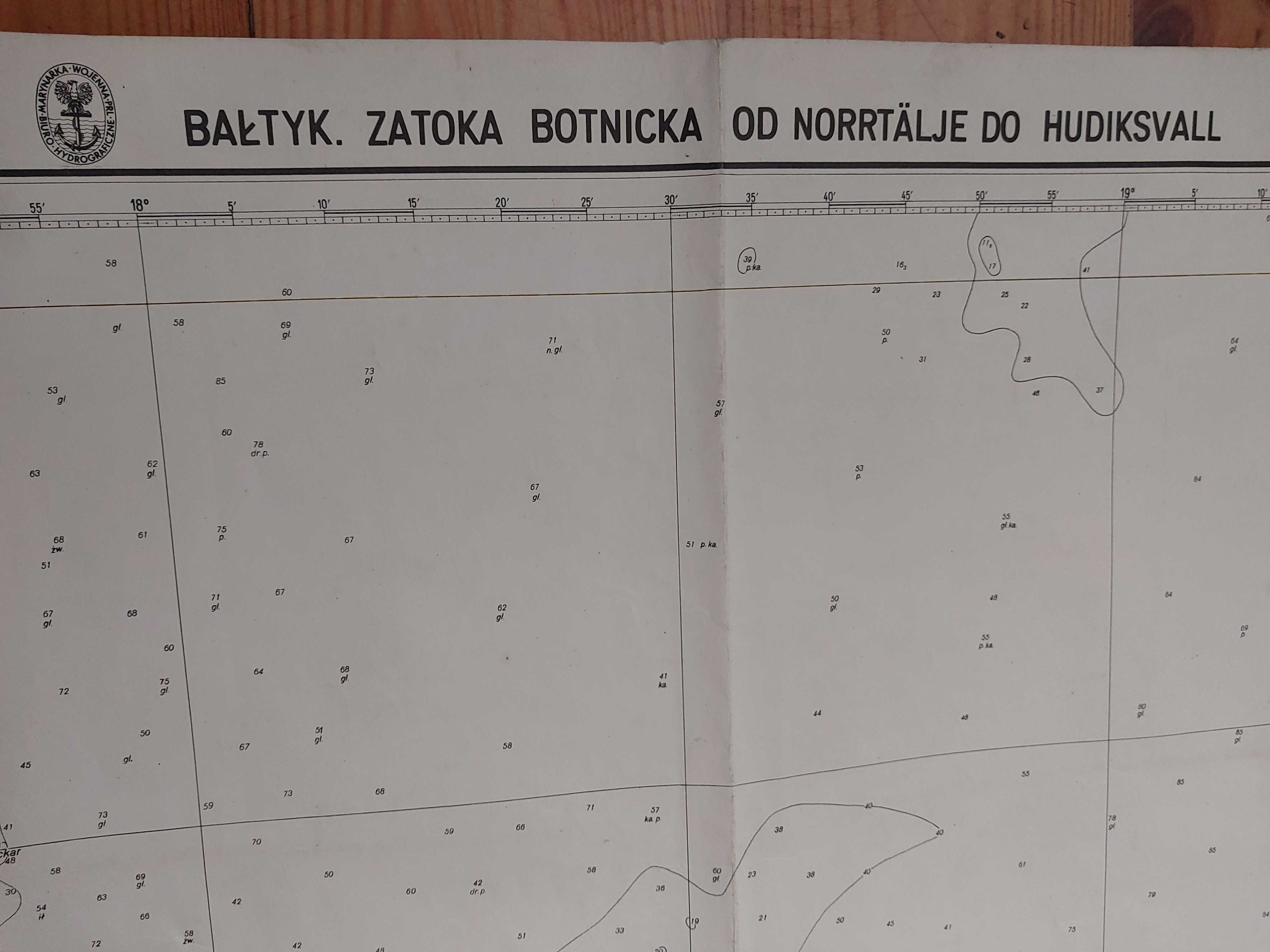 Mapa morska PRL1979: Bałtyk.Zatoka Botnicka od Norrtalje do Hudiksvall