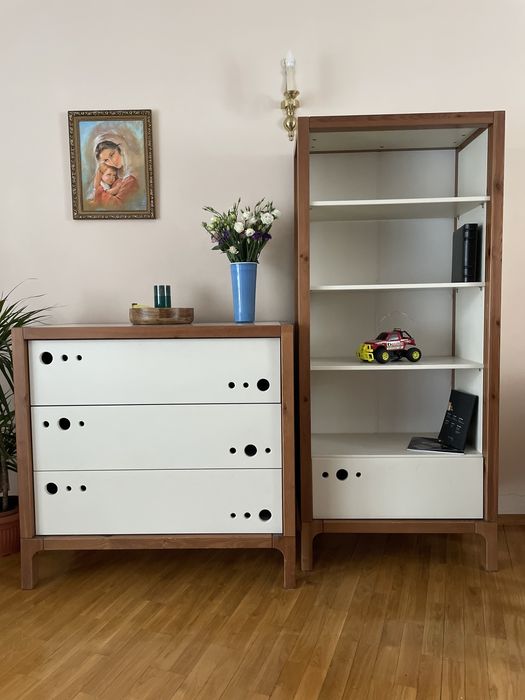 Zestaw mebli dziecięcych PINIO - szafa, komoda, regał i półka