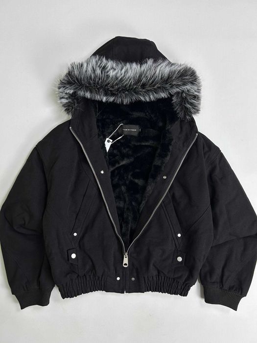 Бомбер чорний MA-1 з хутром аляска куртка курточка черная opium M L S