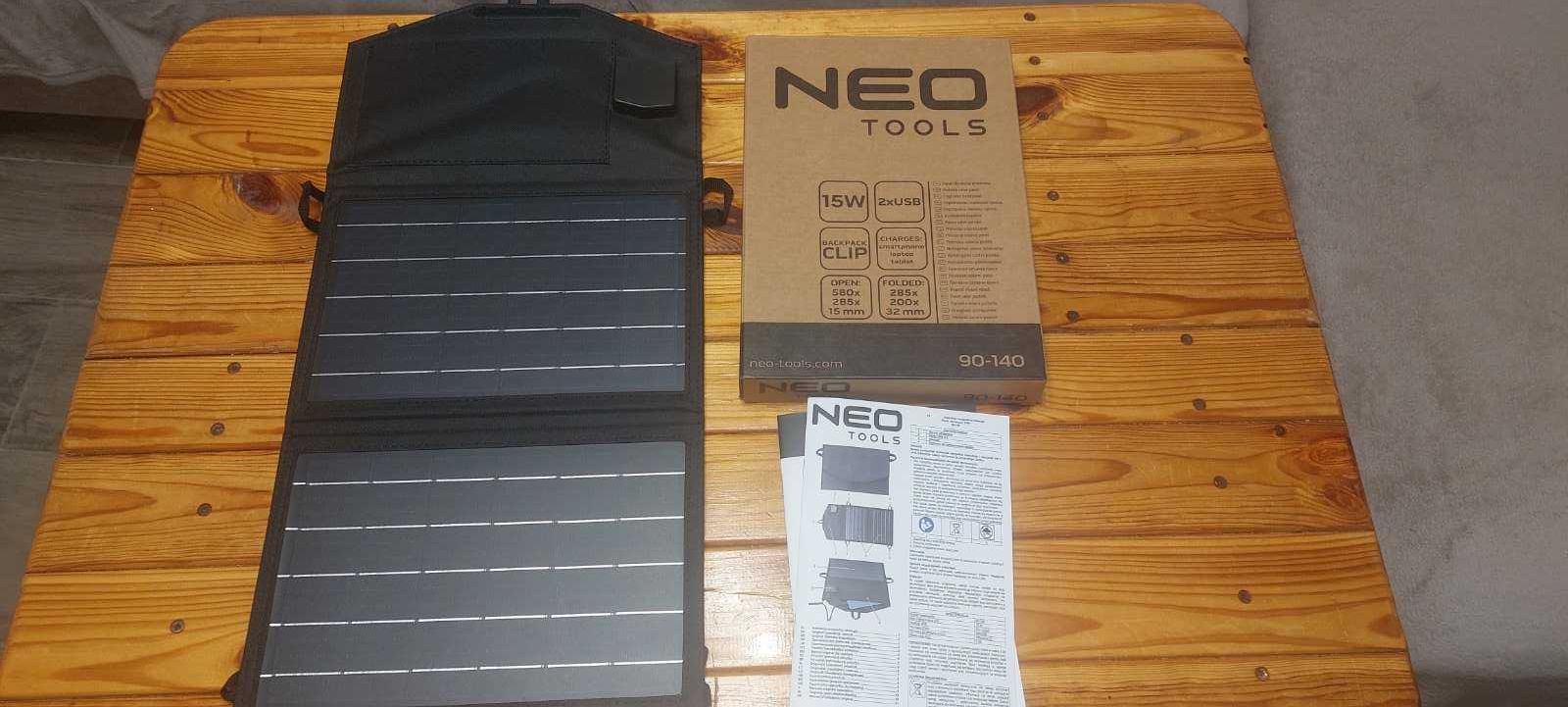 Портативний зарядний пристрій Neo Tools сонячна панель 15Вт, 2xUSB