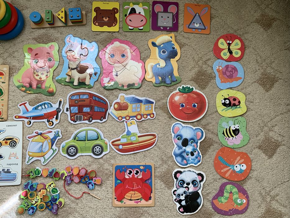 Рамки вкладиші, пазли, шнурівка, сортер, пірамідка