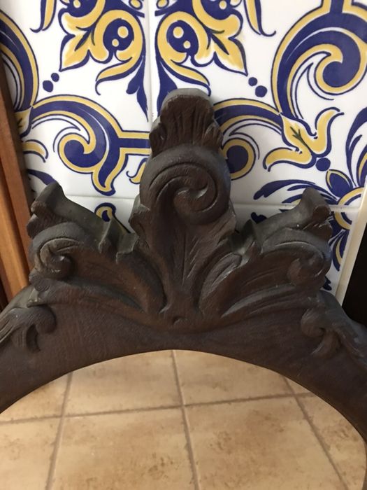Espelho antigo madeira decoração vintage talhado biselado