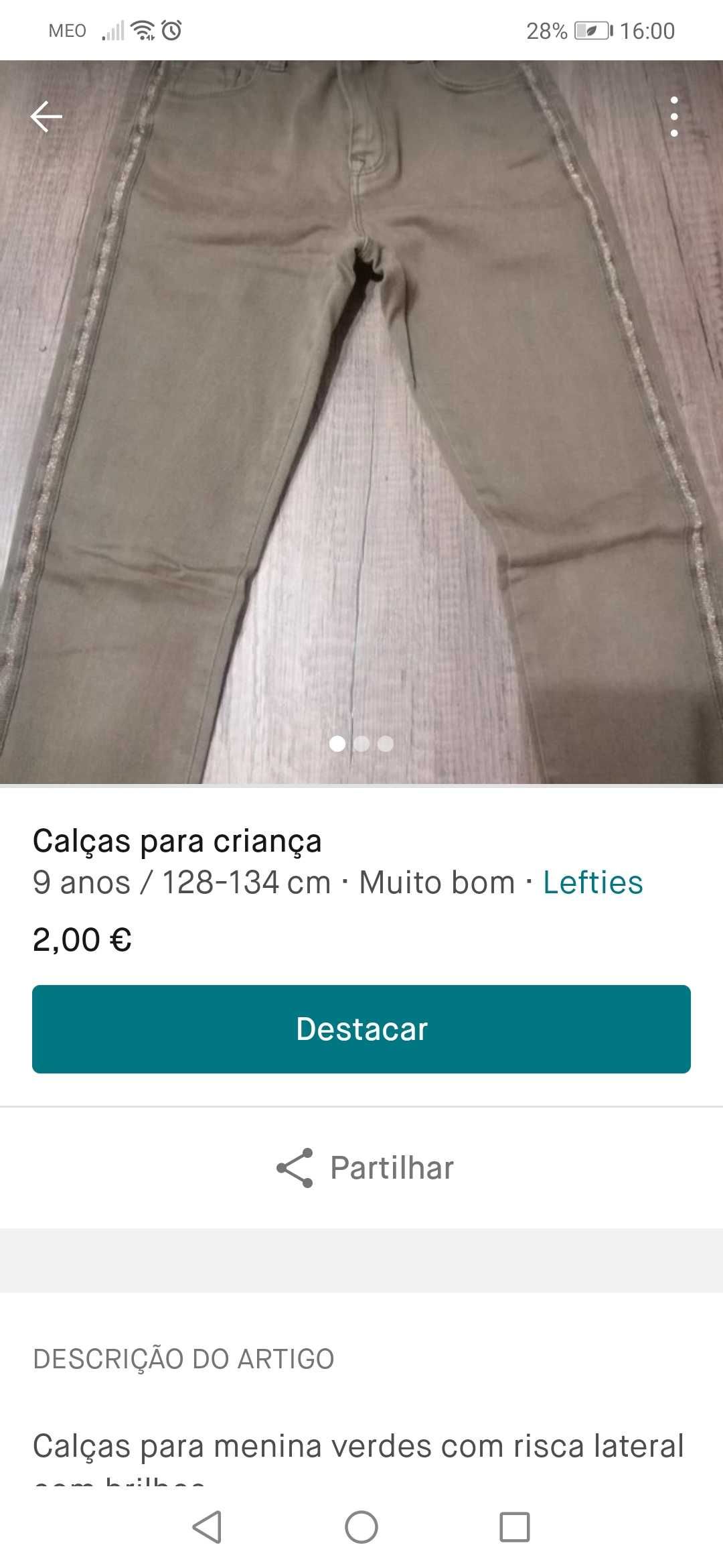 Calças para menina