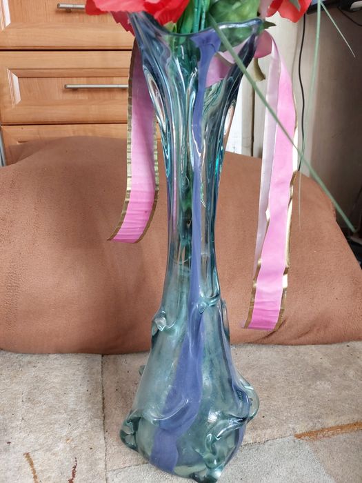 2 Wazony 40 cm kwiaty kaszubski + sękacz niebieski 49cm