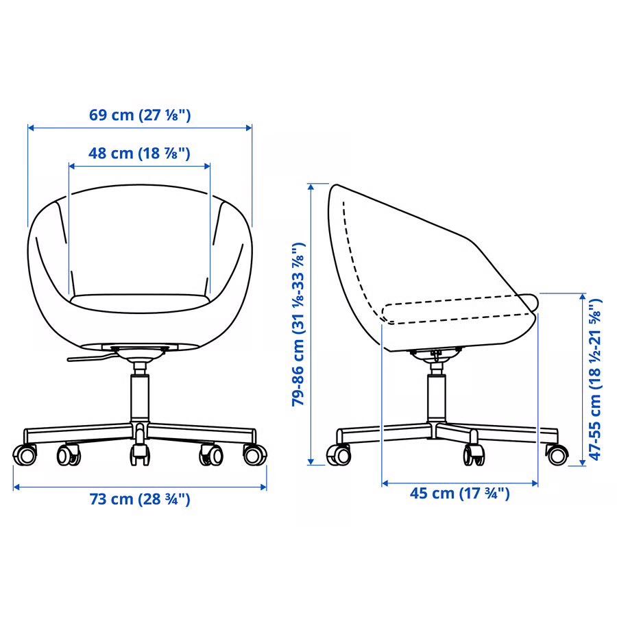 Cadeira p/escritório, Ysane branco SKRUVSTA IKEA