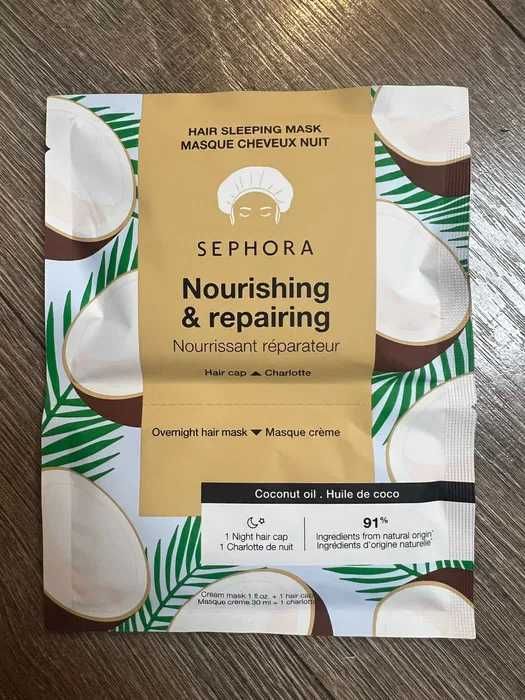 Sephora Maska do włosów na noc pielęgnacja kremowa maska + czepek 2SZT