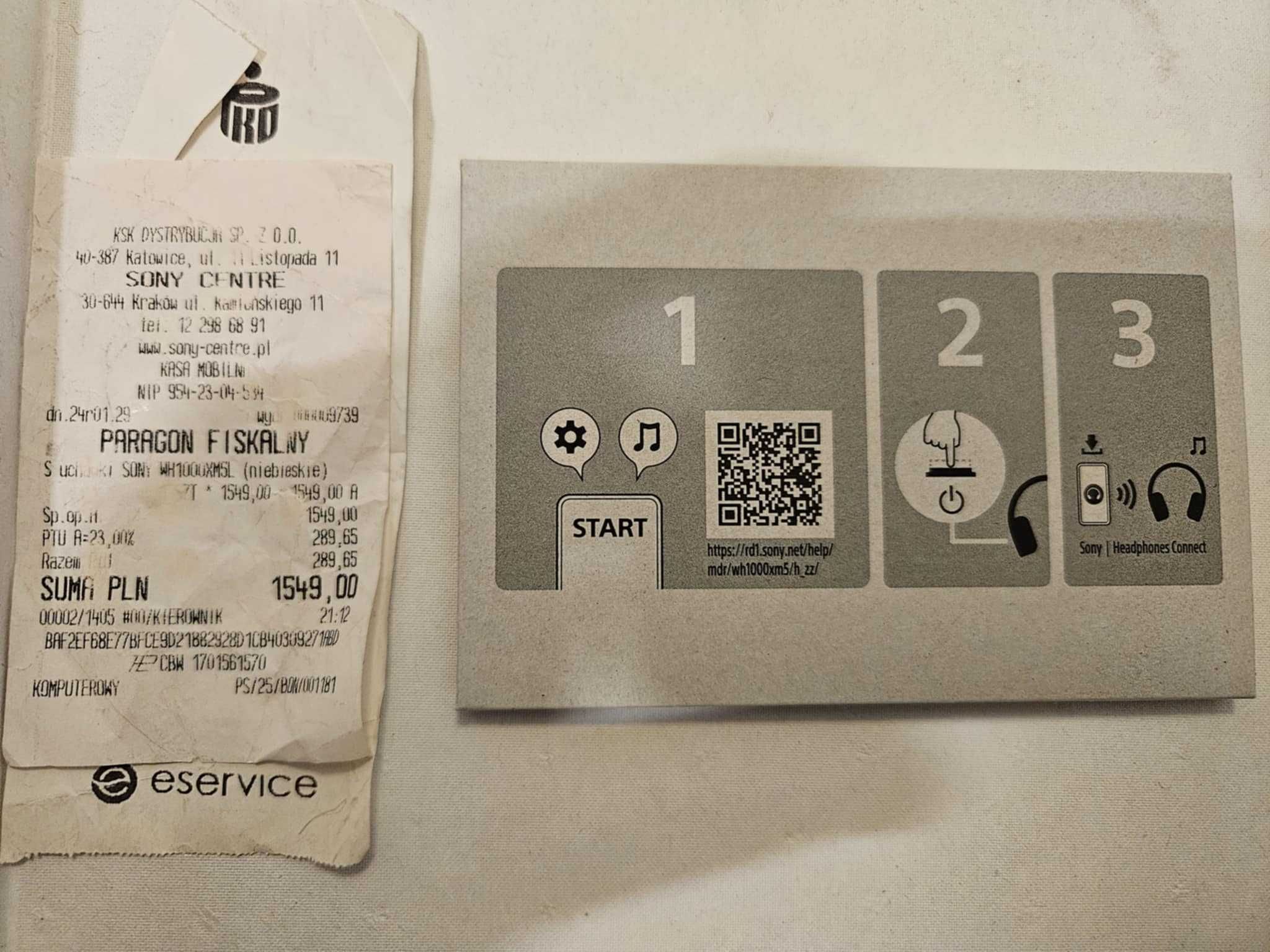 Słuchawki bezprzewodowe nauszne Sony WH-1000XM5 Kraków W