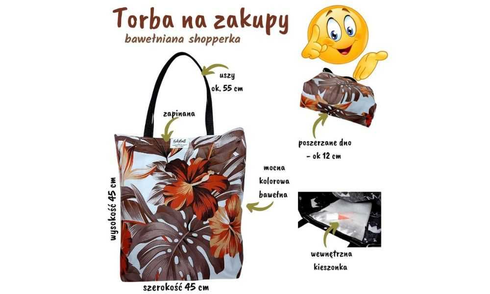 Torba na zakupy bawełniana shopperka kolorowa siatka