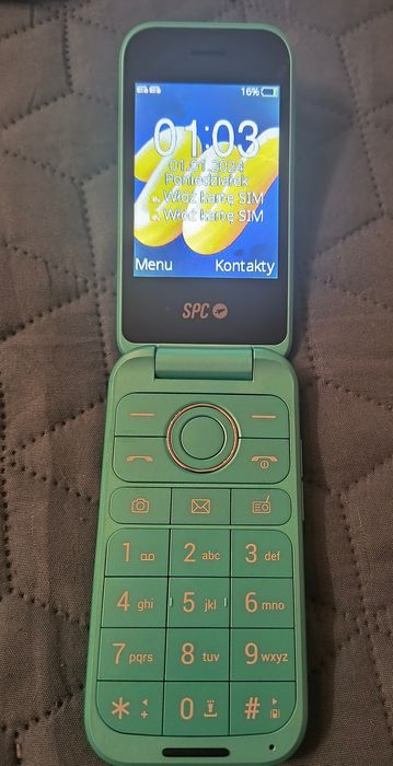 Nowy telefon komórkowy z klapką SPC Wild zielony Dual SIM