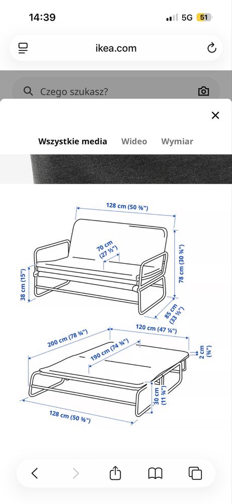 sofa rozkladana ikea
