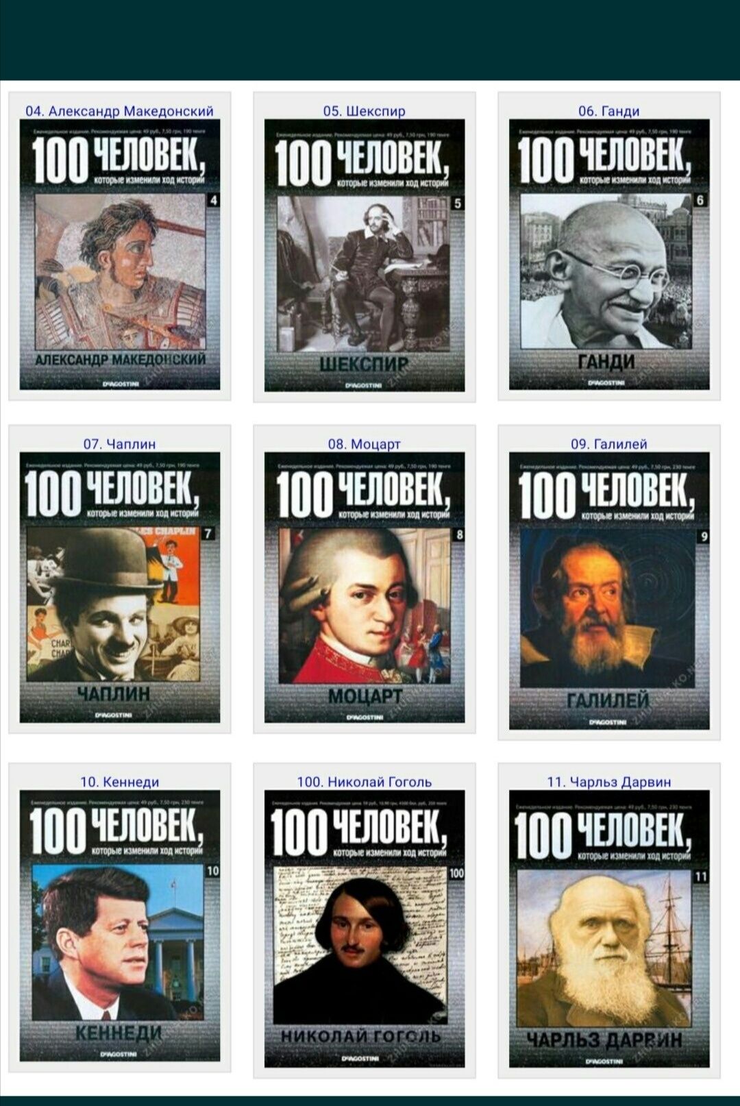 Серия  журналов "100 человек которые изменили ход истории"