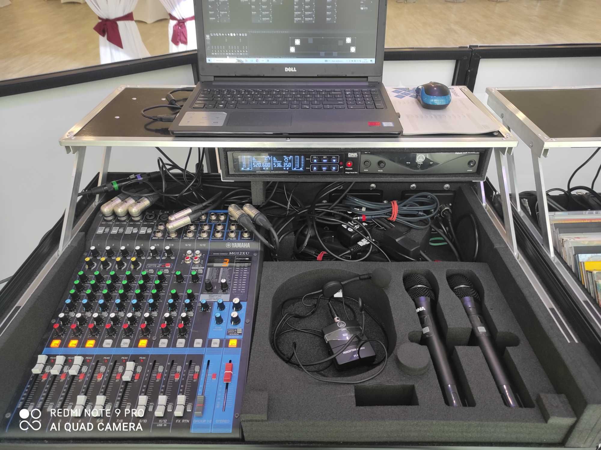 mixer Yamaha MG 12 Xu, Mikrofony, Case,