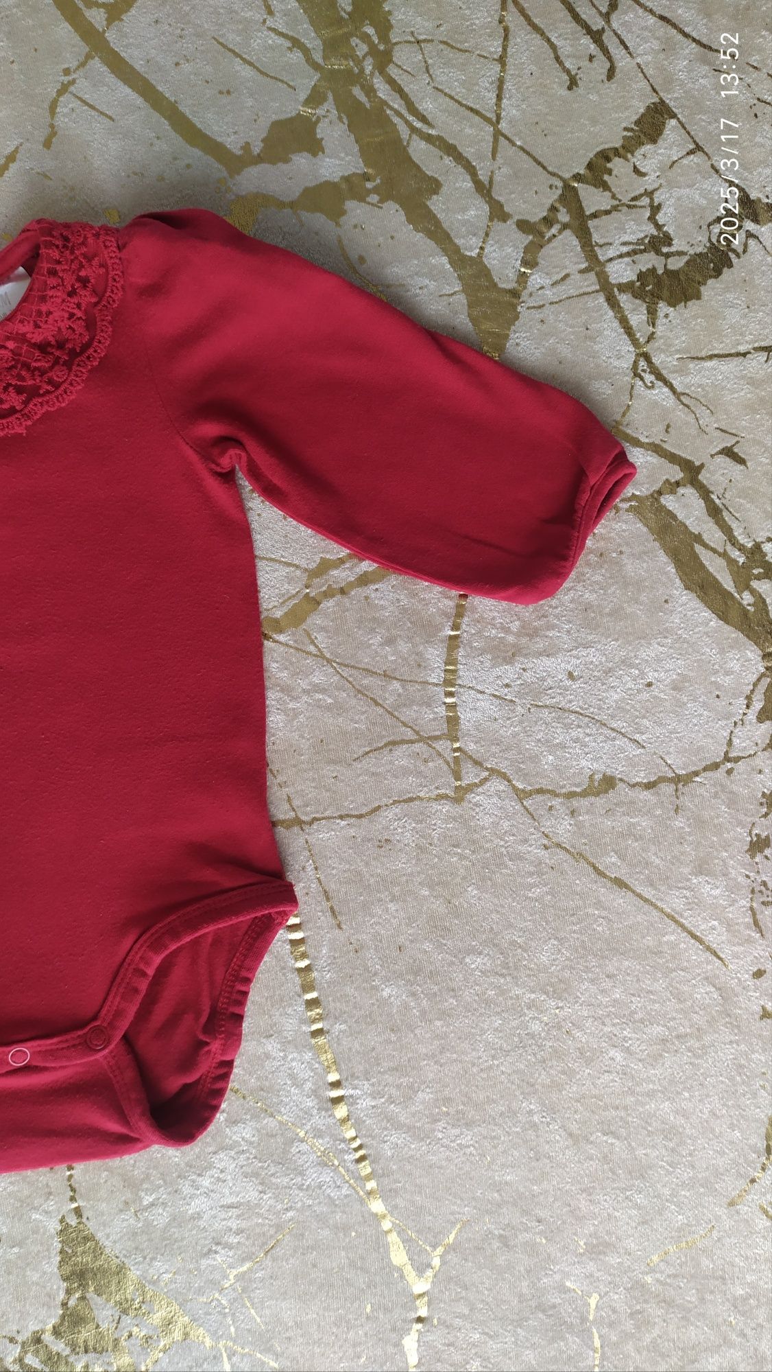 FVzerwone body z kołnierzykiem dziewczynki z długim rękawem, r. 74,H&M