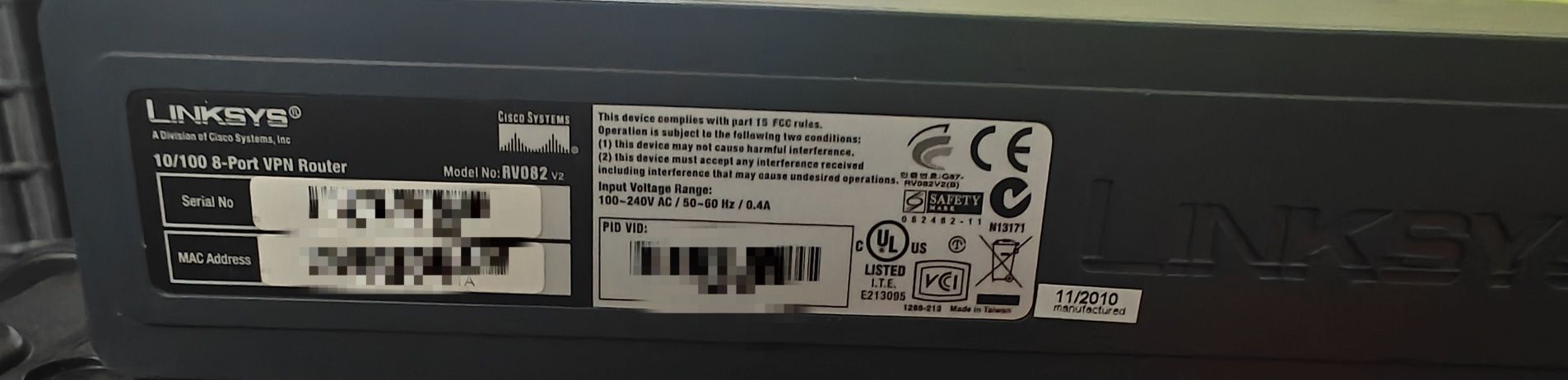 Router linksys cisco RV082