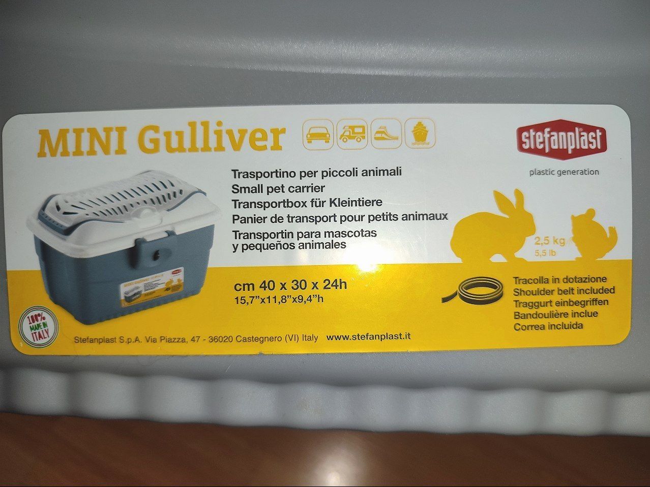 Переноска Stefanplast MINI Gulliver, 40х30х24 см, біло-сірий колір