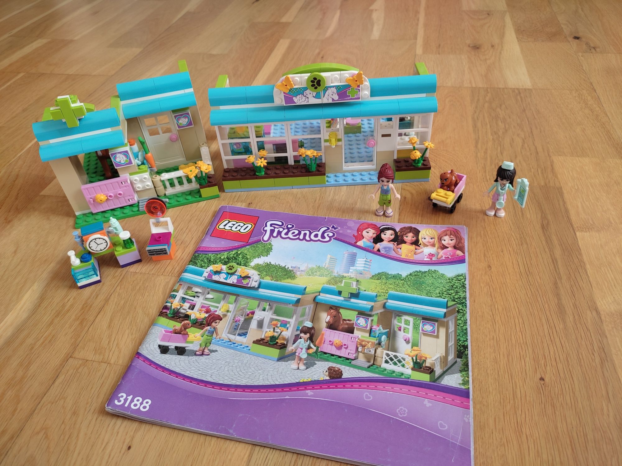 zestawy LEGO friends 3188 Weterynarz+ 41125 przyczepa lecznicza dla ko