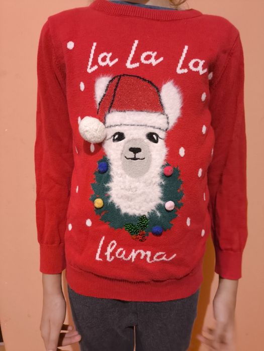 Светр кофта новорічний різдвяний зимовий лама