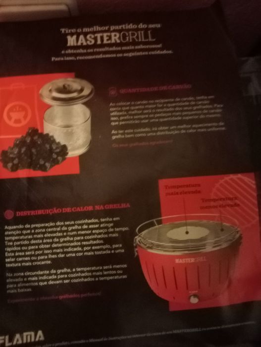 Grelhador  Sem Fumo Mastergrill Flama preto como novo Espectacular