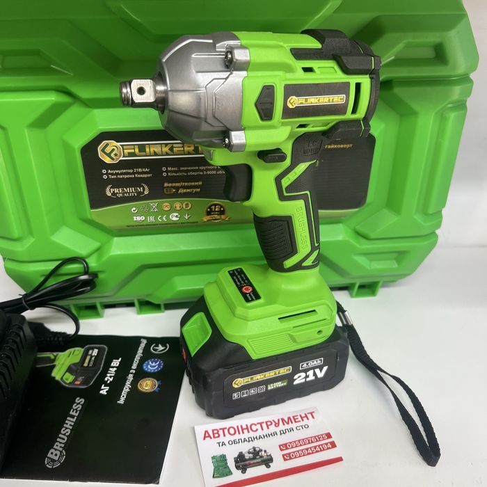 Гайковерт акумуляторний ударний безщітковий 1/2 500Nm 21V 4A Flinke