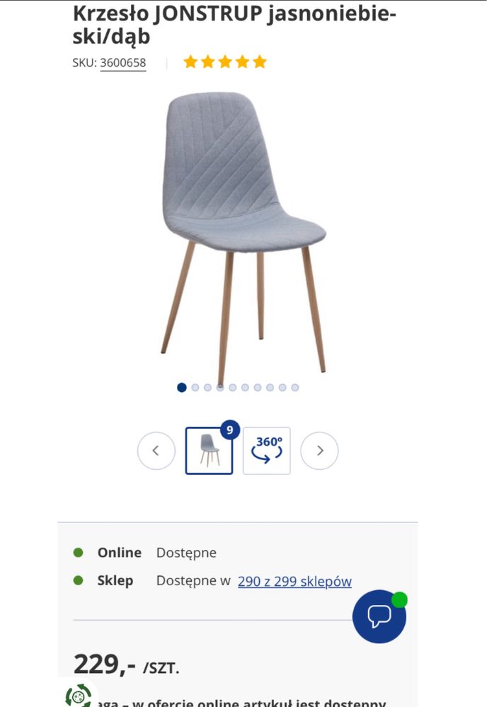 Krzesło JONSTRUP jasnoniebieski/dąb JYSK