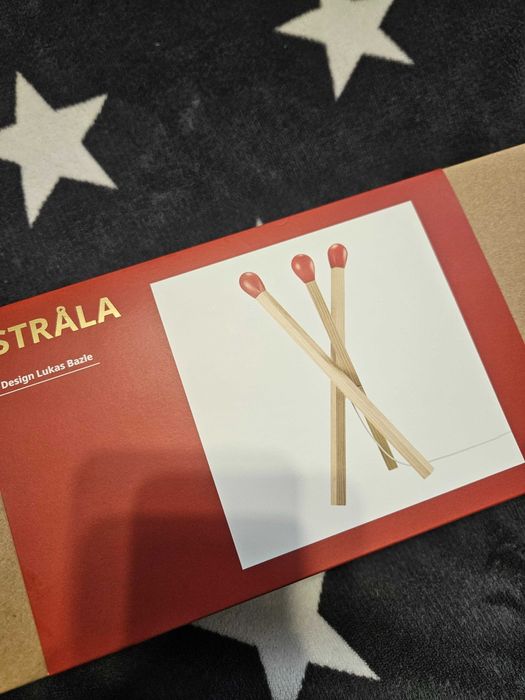 Ikea Stråla lampa zapałki drewniana Lukas Bazle nowa