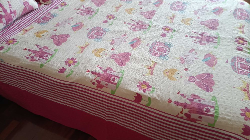 Edredão com almofadas de Criança Menina Dupla Face Cama Casal