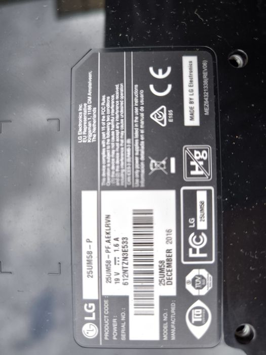 Monitor LG 25um58 uszkodzona matryca