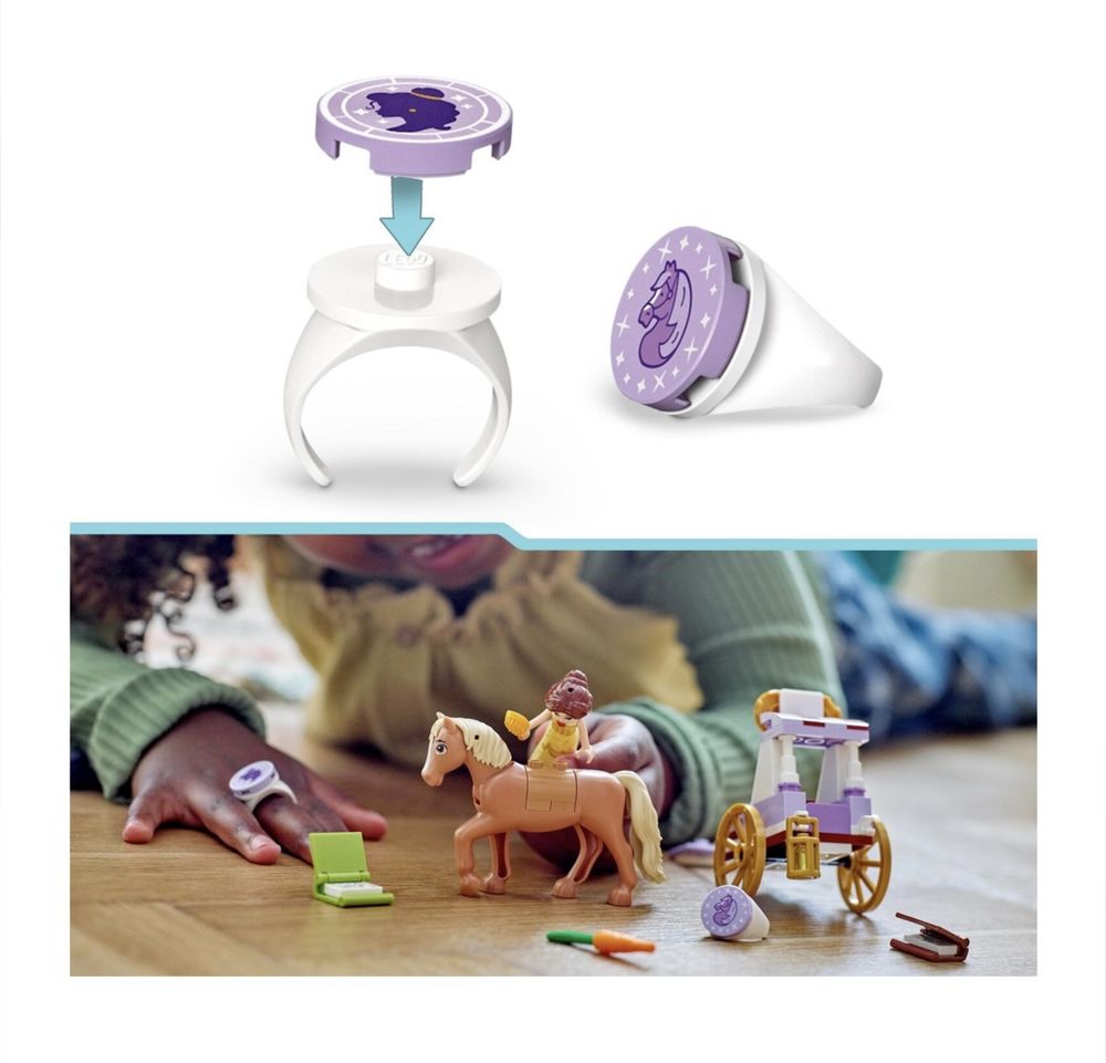 Nowy zestaw klocki Lego 43233 Bella Filip bryczka pierścionek