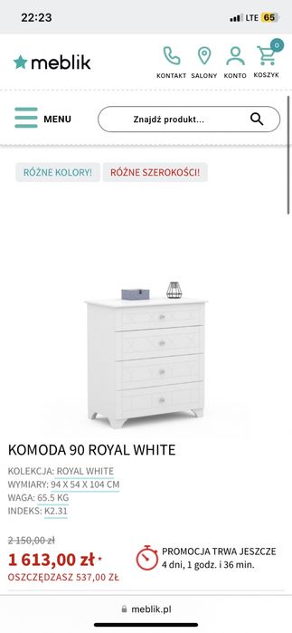 Komoda meblik royal white
