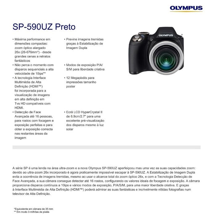 Olympus SP-590UZ 26x Zoom - PORTES GRATIS